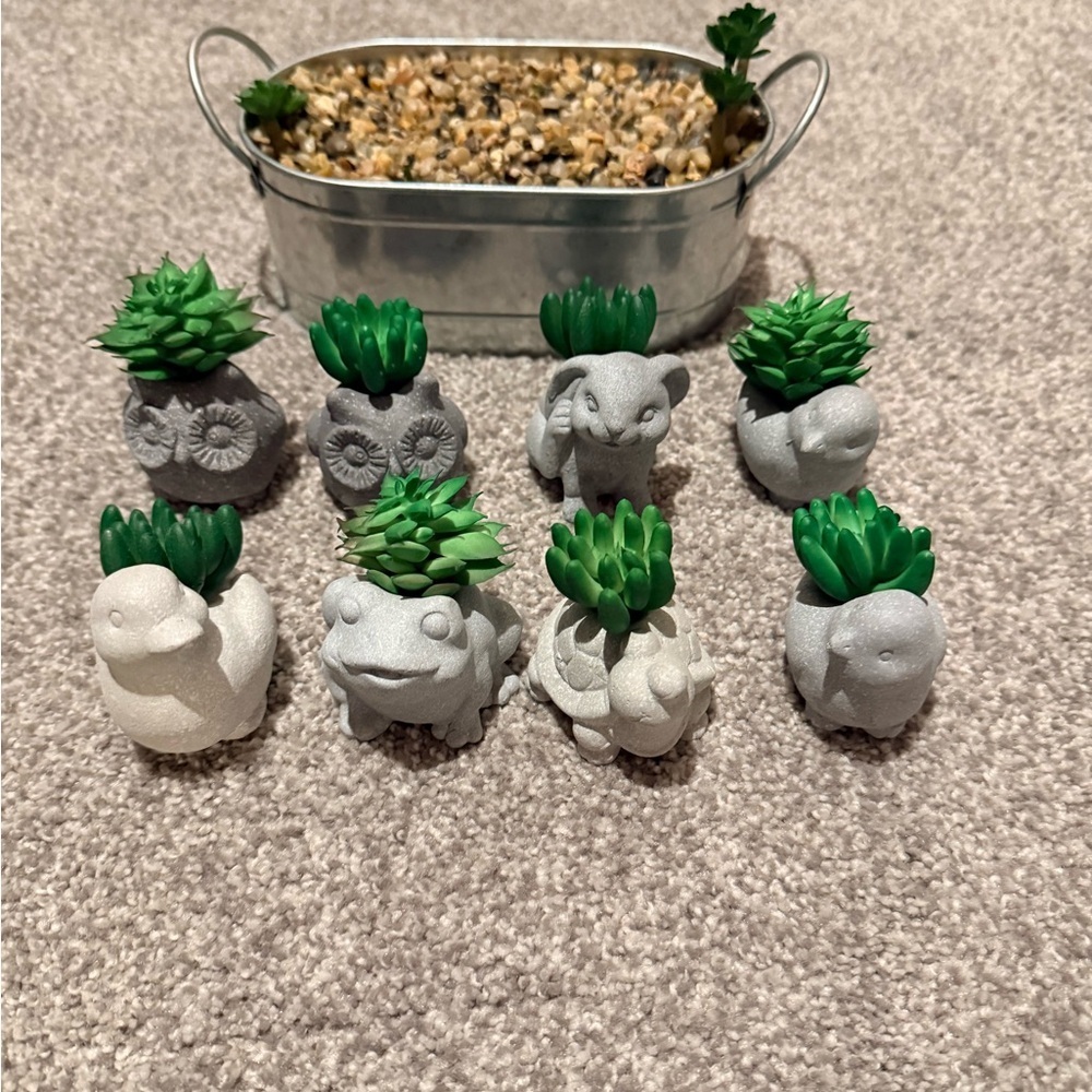 Gray and White Animal Succulent Planters